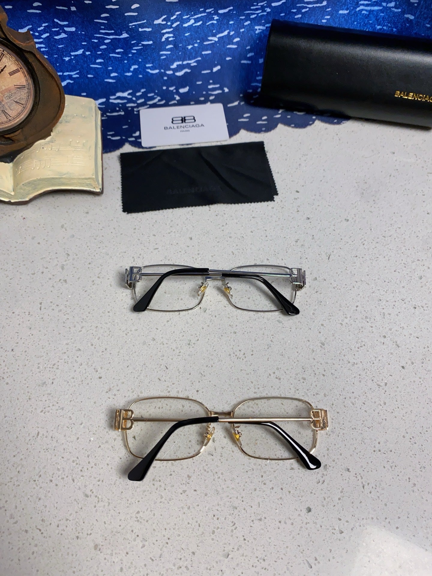 Balenciaga Metal Rectangular Gold Lens Sunglasses for Men & Women - detail image 11