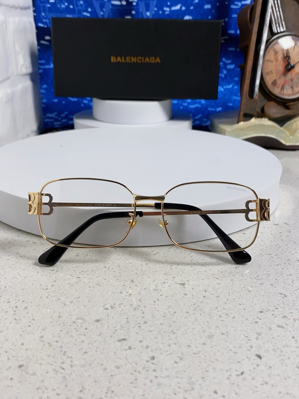Balenciaga Metal Rectangular Gold Lens Sunglasses for Men & Women - detail image 9