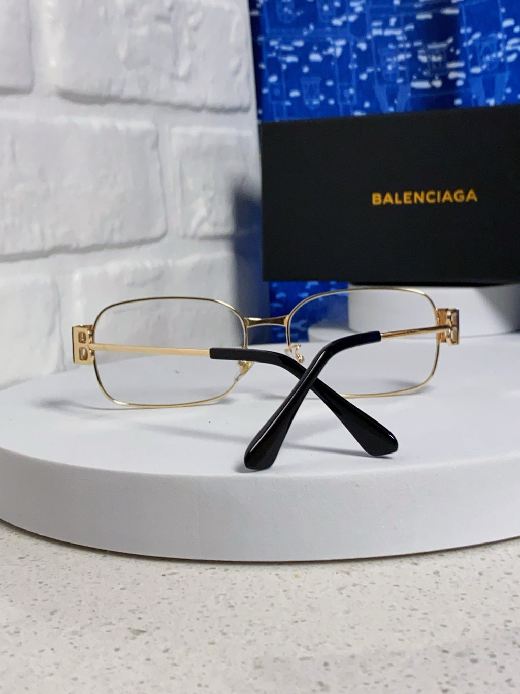 Balenciaga Metal Rectangular Gold Lens Sunglasses for Men & Women - detail image 3