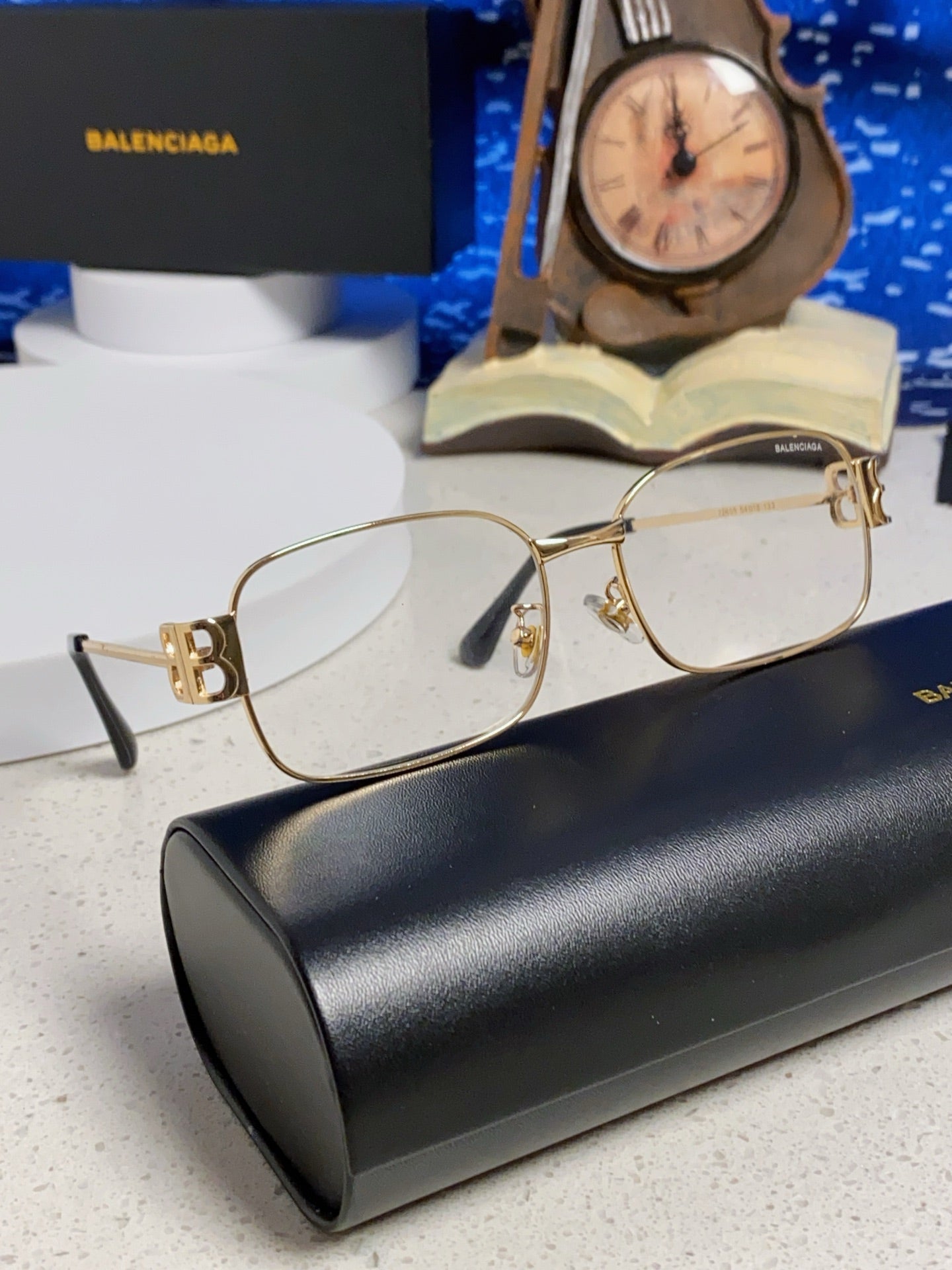 Balenciaga Metal Rectangular Gold Lens Sunglasses for Men & Women - detail image 10