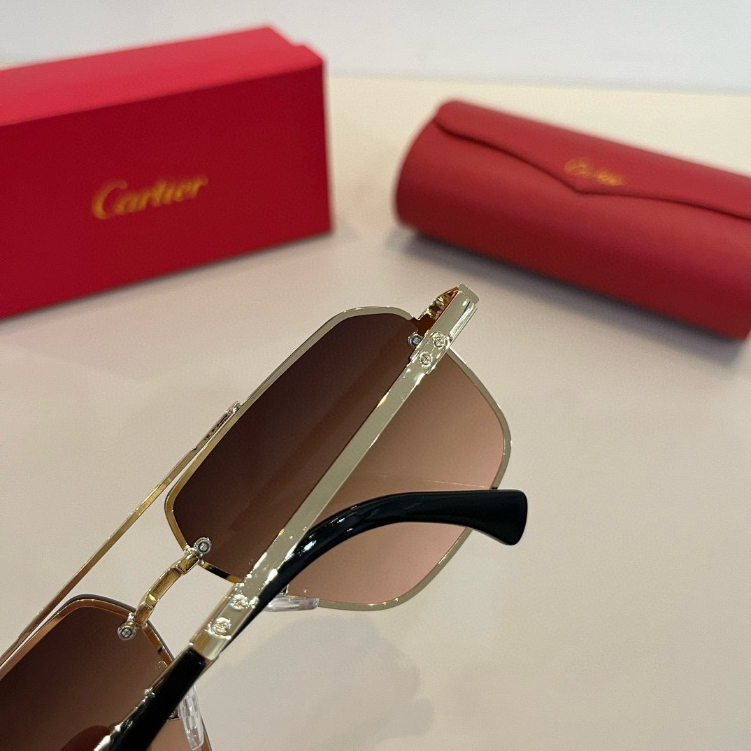 Cartier Lightweight Metal Rimless Brown Lens Sunglasses for Men & Wom - 432319 - detail image 7