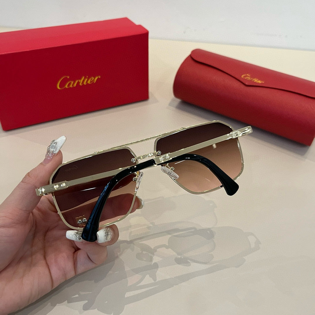 Cartier Lightweight Metal Rimless Brown Lens Sunglasses for Men & Wom - 487332 - detail image 8