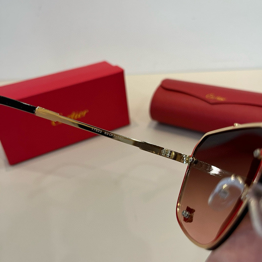 Cartier Lightweight Metal Rimless Brown Lens Sunglasses for Men & Wom - 487332 - detail image 10
