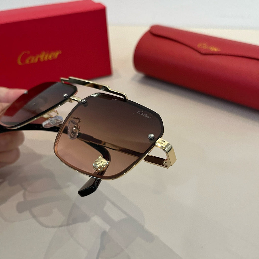 Cartier Lightweight Metal Rimless Brown Lens Sunglasses for Men & Wom - 487332 - detail image 6