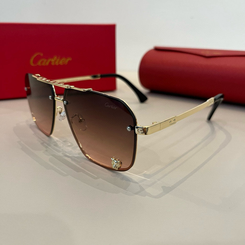 Cartier Lightweight Metal Rimless Brown Lens Sunglasses for Men & Wom - 487332 - detail image 3