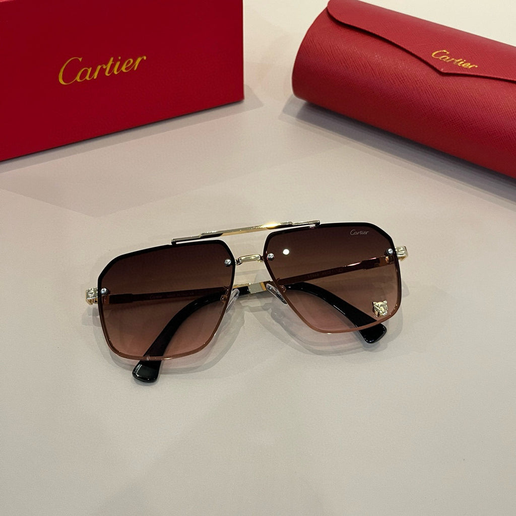 Cartier Lightweight Metal Rimless Brown Lens Sunglasses for Men & Wom - 487332 - detail image 5