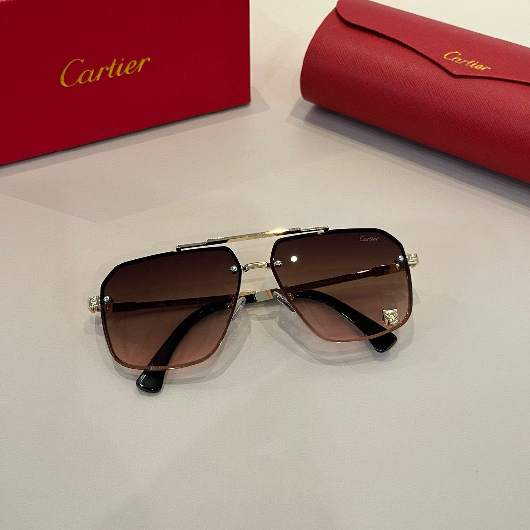 Cartier Lightweight Metal Rimless Brown Lens Sunglasses for Men & Wom - 432319 - detail image 5
