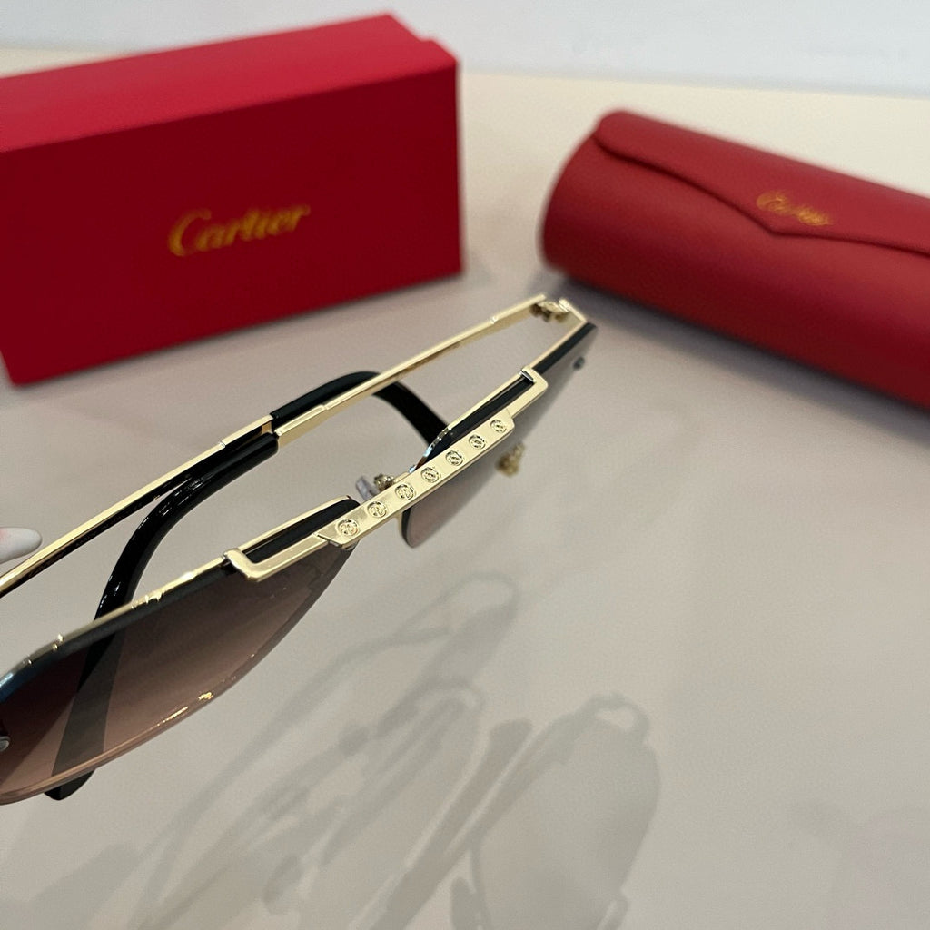 Cartier Lightweight Metal Rimless Brown Lens Sunglasses for Men & Wom - 432319 - detail image 11