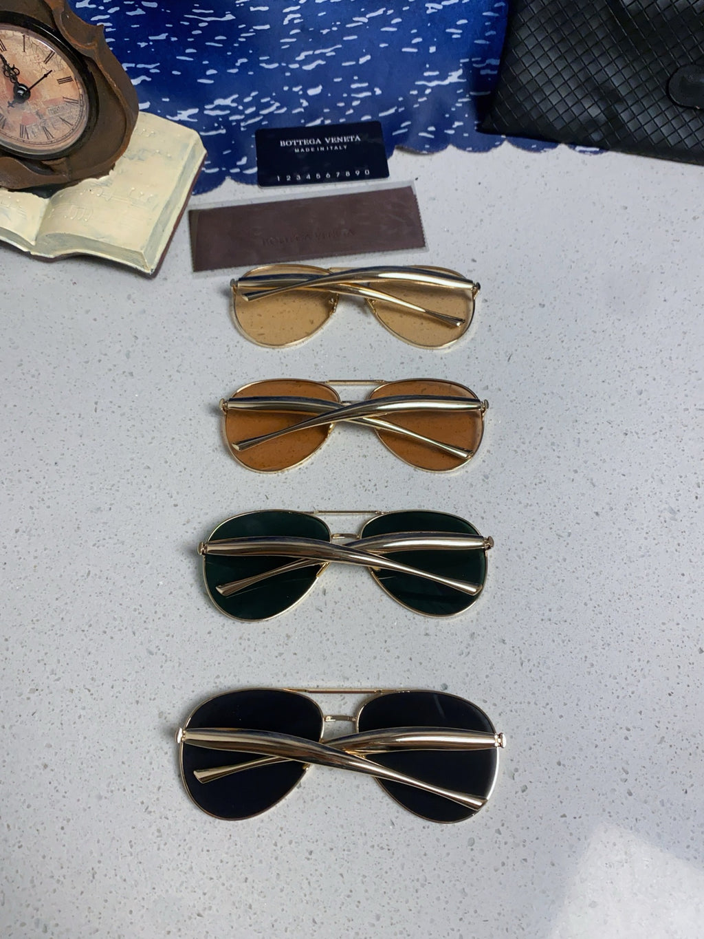 Bottega Veneta Metal Aviator Red Lens Sunglasses for Men & Women - detail image 11