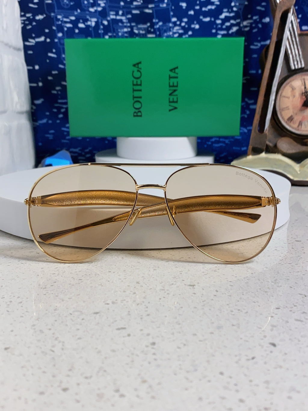 Bottega Veneta Metal Aviator Gold Lens Sunglasses for Men & Women - 432915 - detail image 9