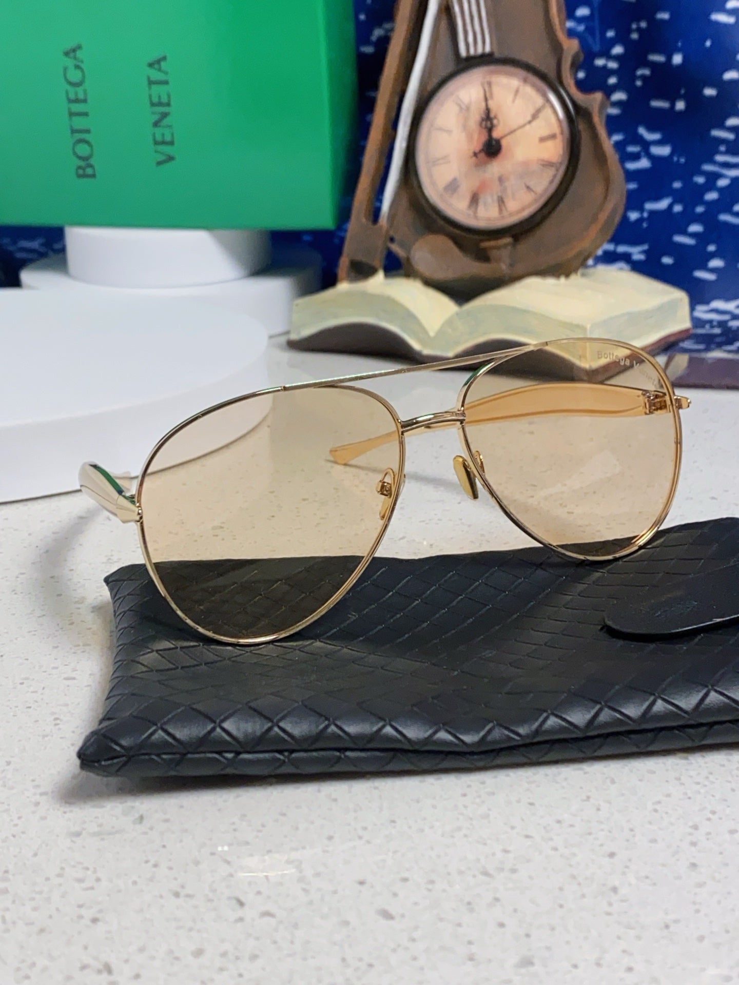 Bottega Veneta Metal Aviator Gold Lens Sunglasses for Men & Women - 432915 - detail image 10