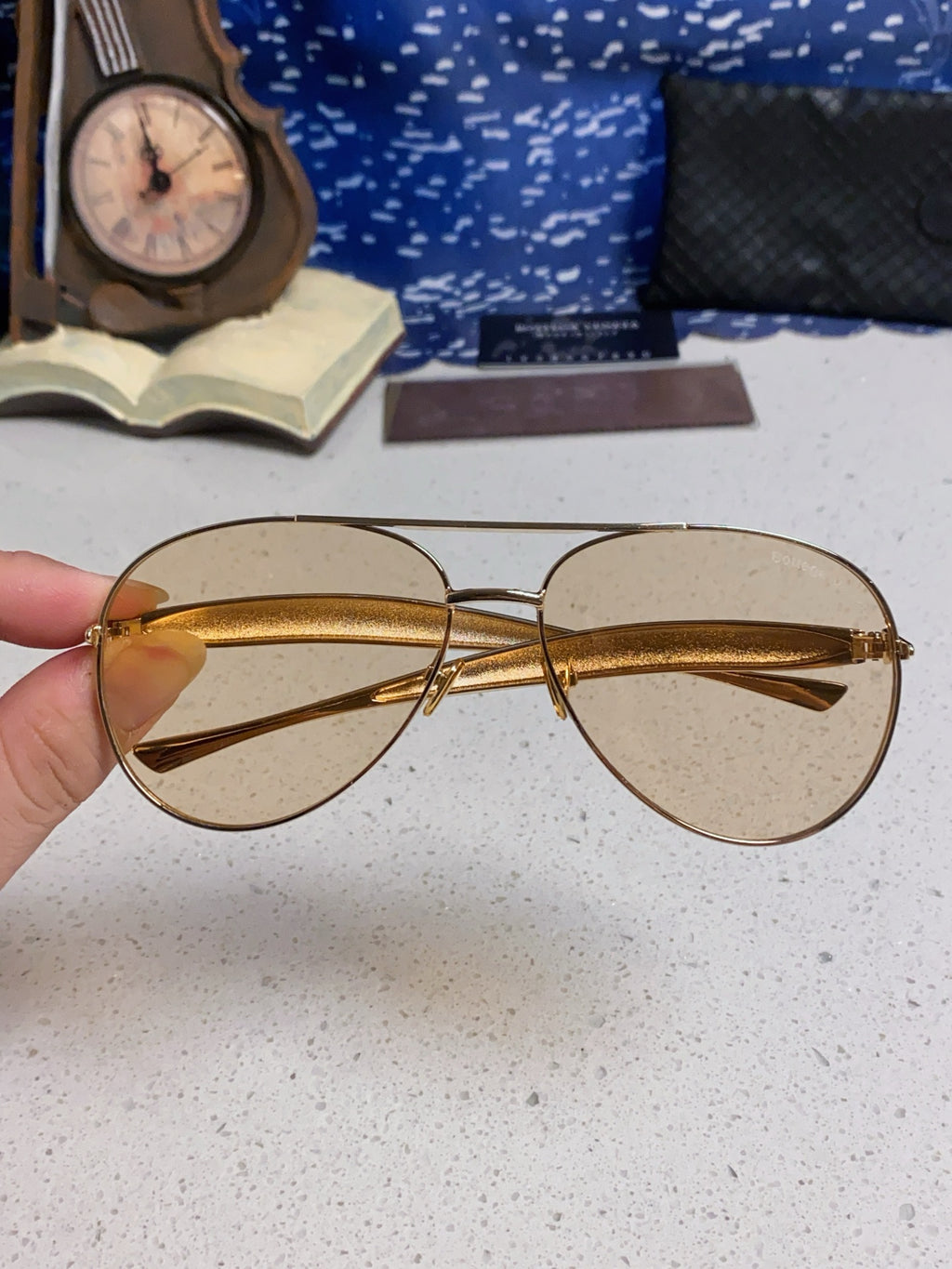 Bottega Veneta Metal Aviator Gold Lens Sunglasses for Men & Women - 867247 - detail image 4