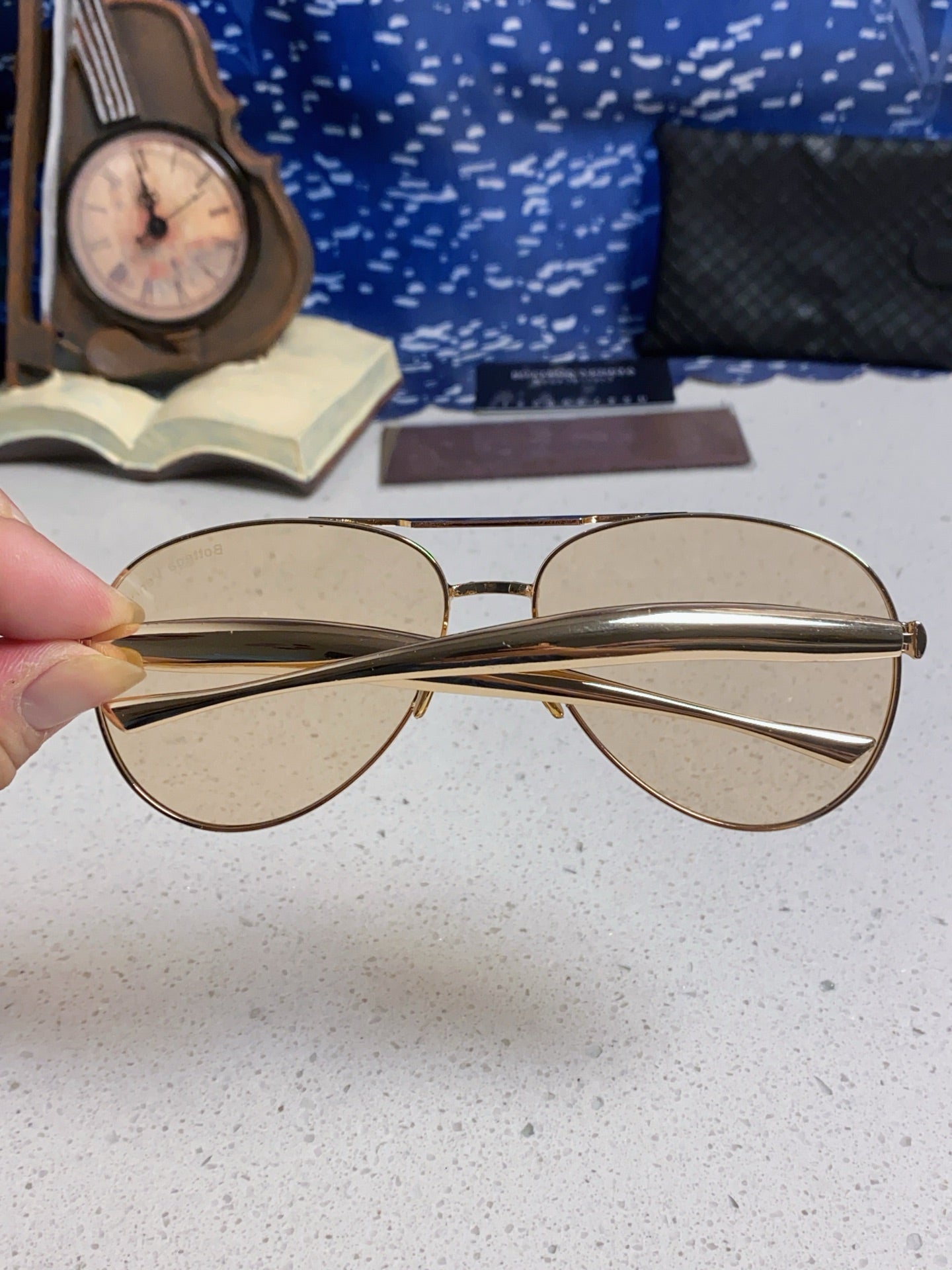 Bottega Veneta Metal Aviator Gold Lens Sunglasses for Men & Women - 416426 - detail image 5