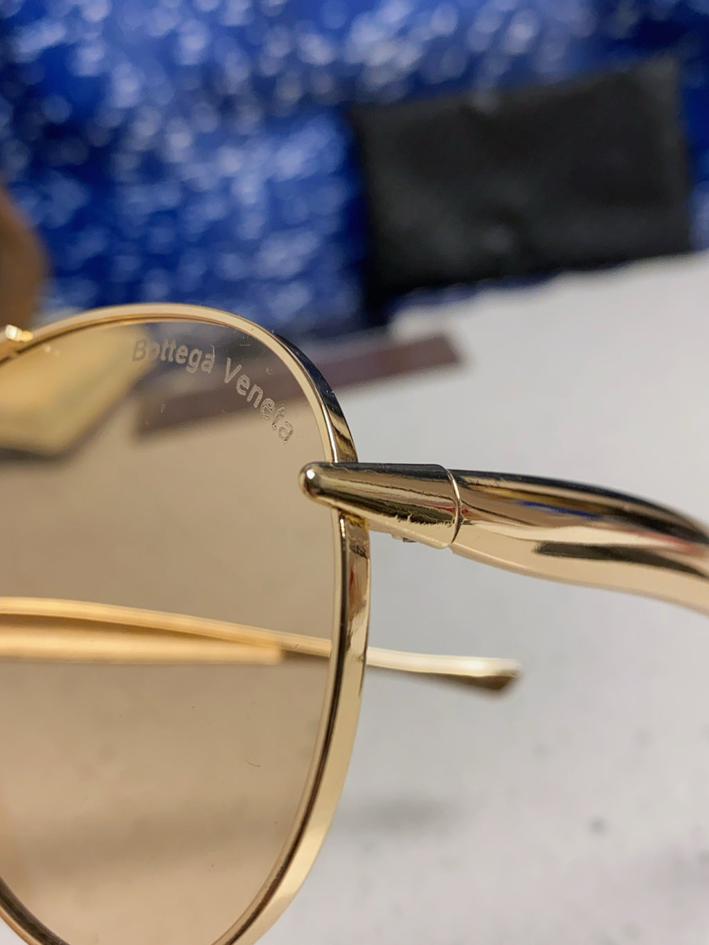 Bottega Veneta Metal Aviator Gold Lens Sunglasses for Men & Women - 416426 - detail image 7
