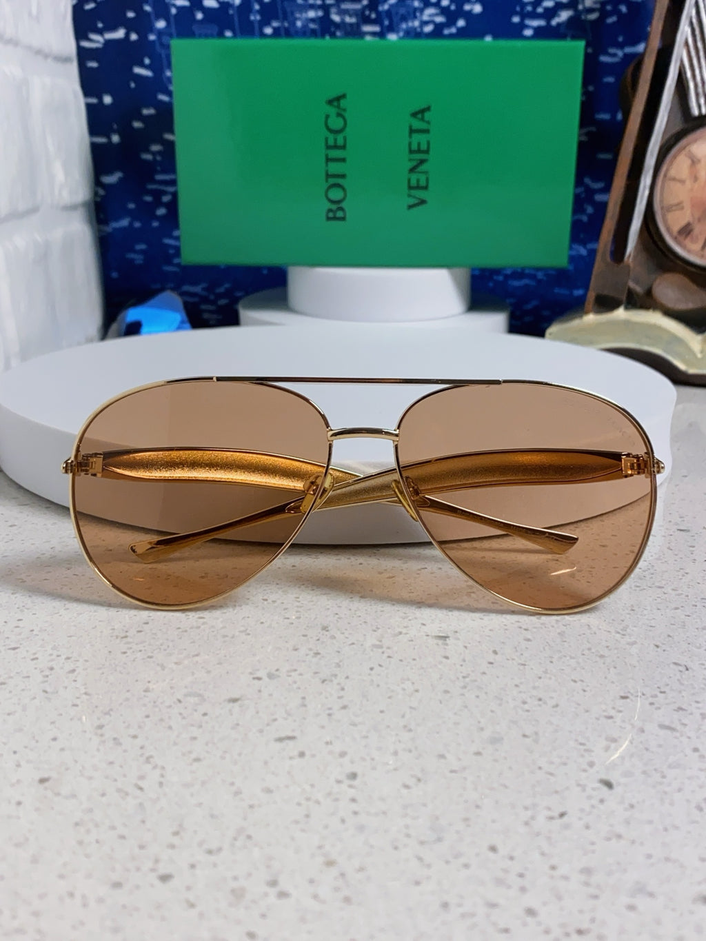 Bottega Veneta Metal Aviator Gold Lens Sunglasses for Men & Women - 432916 - detail image 9