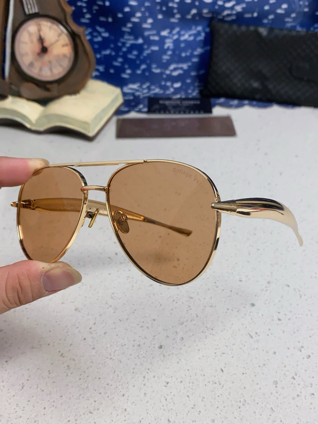 Bottega Veneta Metal Aviator Gold Lens Sunglasses for Men & Women - 867248 - detail image 6