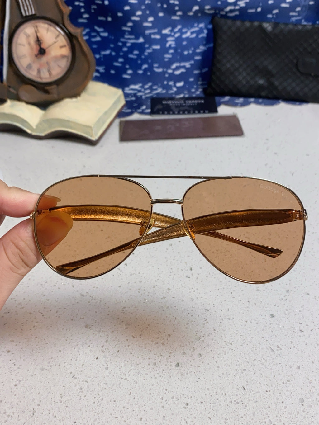 Bottega Veneta Metal Aviator Gold Lens Sunglasses for Men & Women - 432916 - detail image 4
