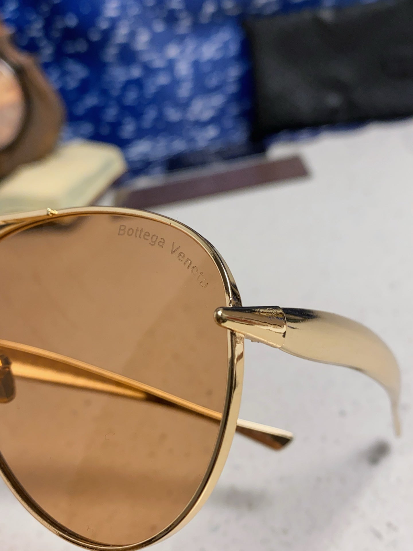 Bottega Veneta Metal Aviator Gold Lens Sunglasses for Men & Women - 432916 - detail image 7