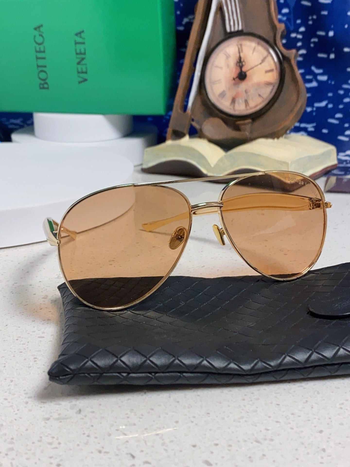 Bottega Veneta Metal Aviator Gold Lens Sunglasses for Men & Women - 432916 - detail image 10