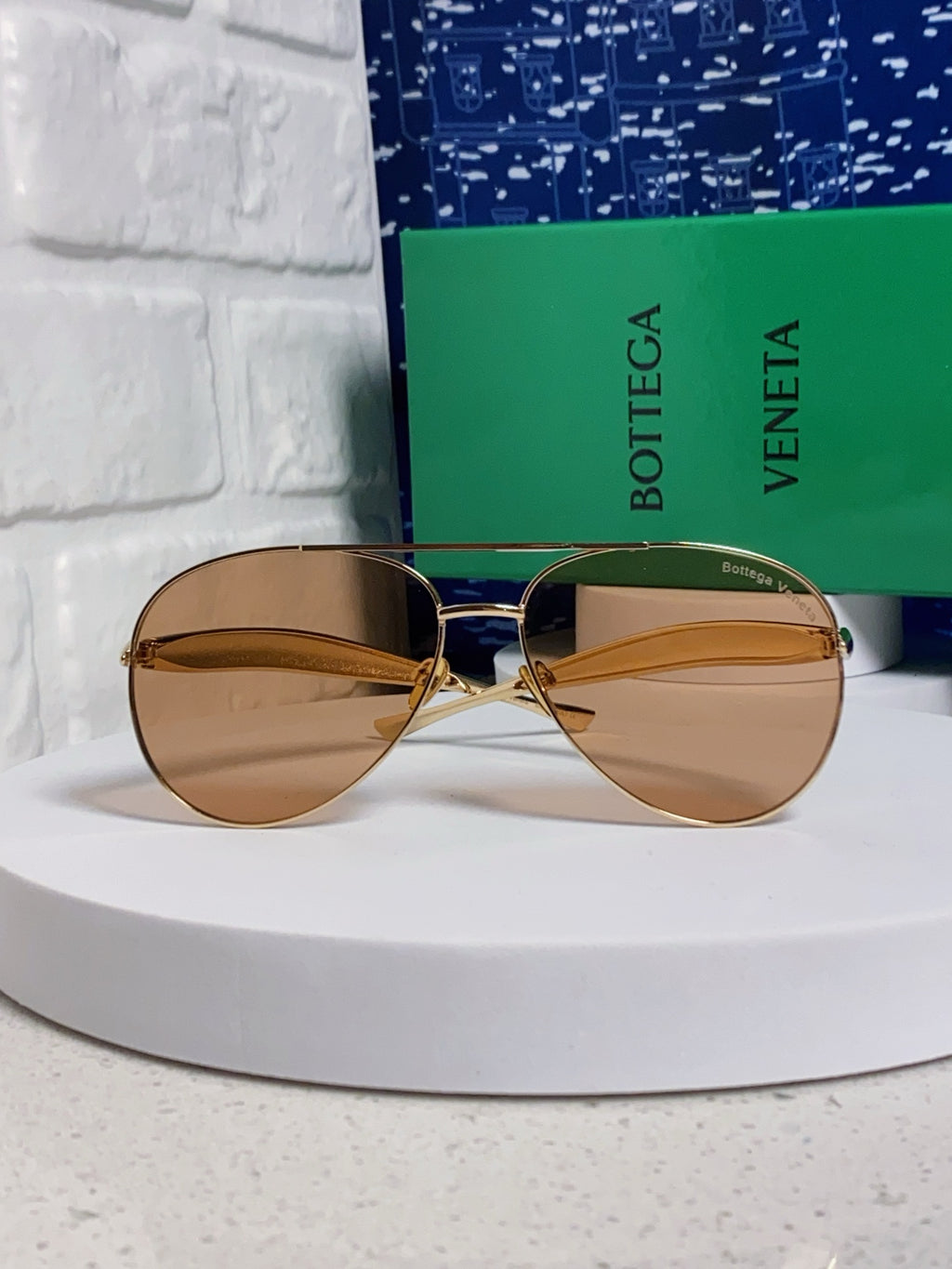 Bottega Veneta Metal Aviator Gold Lens Sunglasses for Men & Women - 416427 - detail image 2
