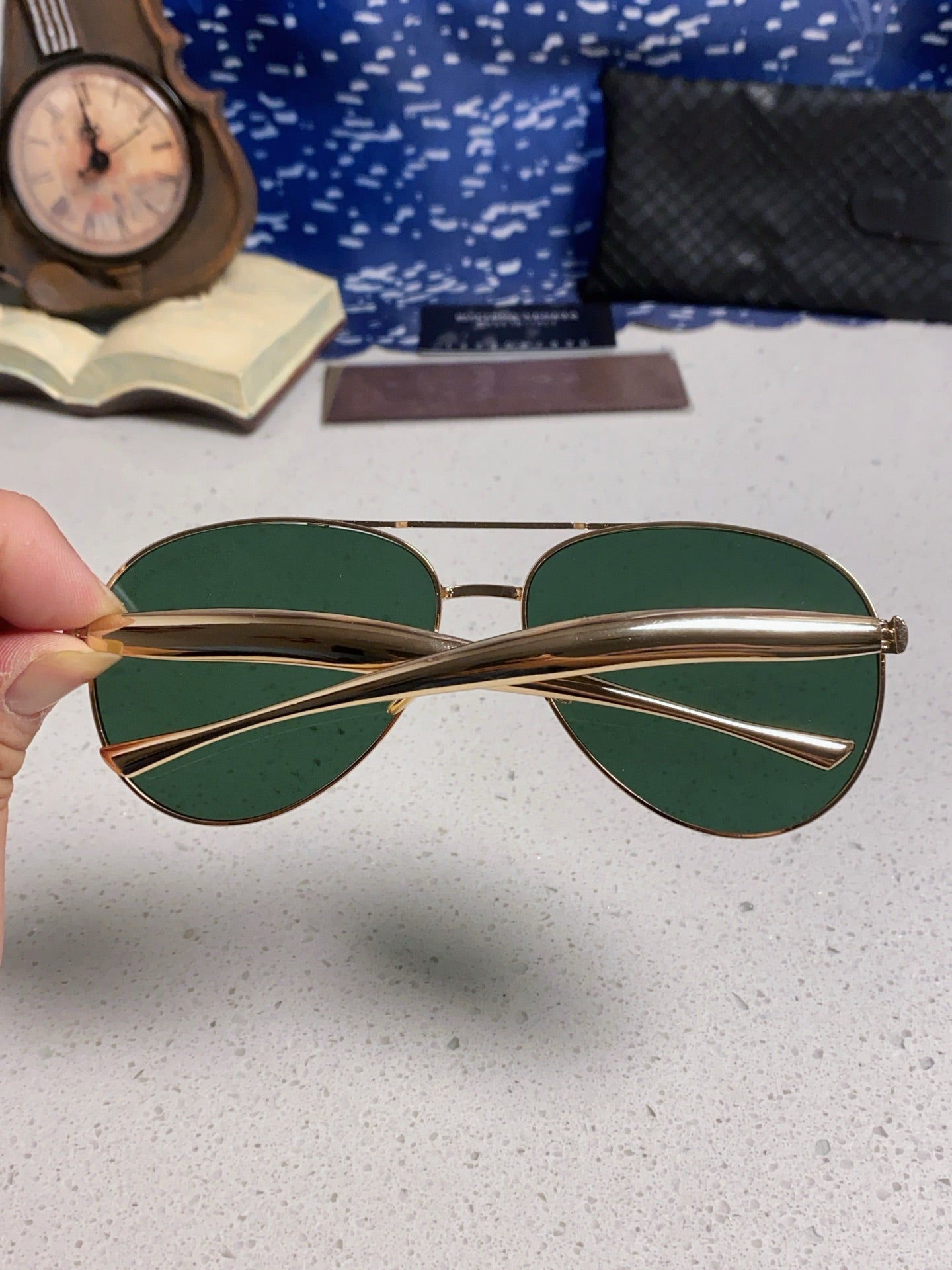 Bottega Veneta Metal Aviator Gold Lens Sunglasses for Men & Women - detail image 5