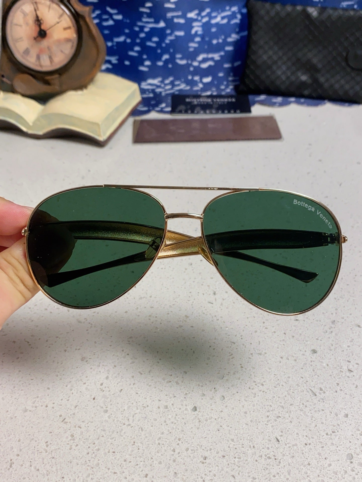 Bottega Veneta Metal Aviator Gold Lens Sunglasses for Men & Women - 416428 - detail image 4