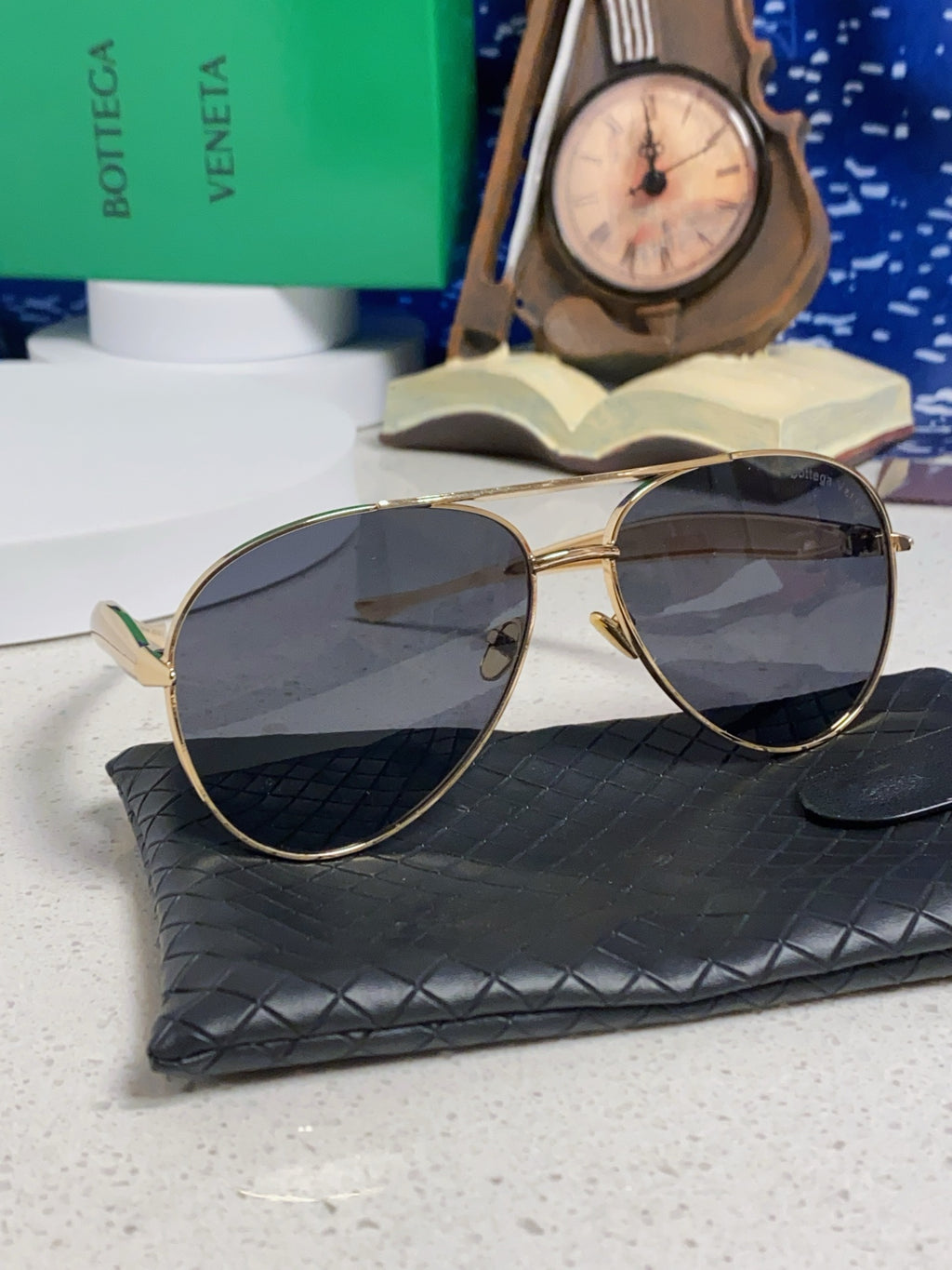 Bottega Veneta Metal Aviator Red Lens Sunglasses for Men & Women - detail image 10
