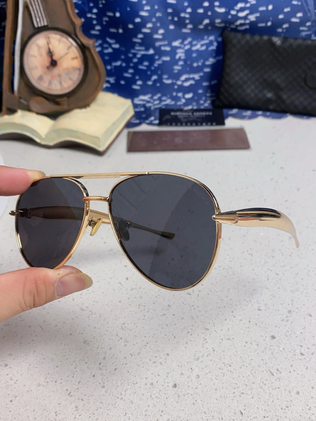 Bottega Veneta Metal Aviator Red Lens Sunglasses for Men & Women - detail image 6