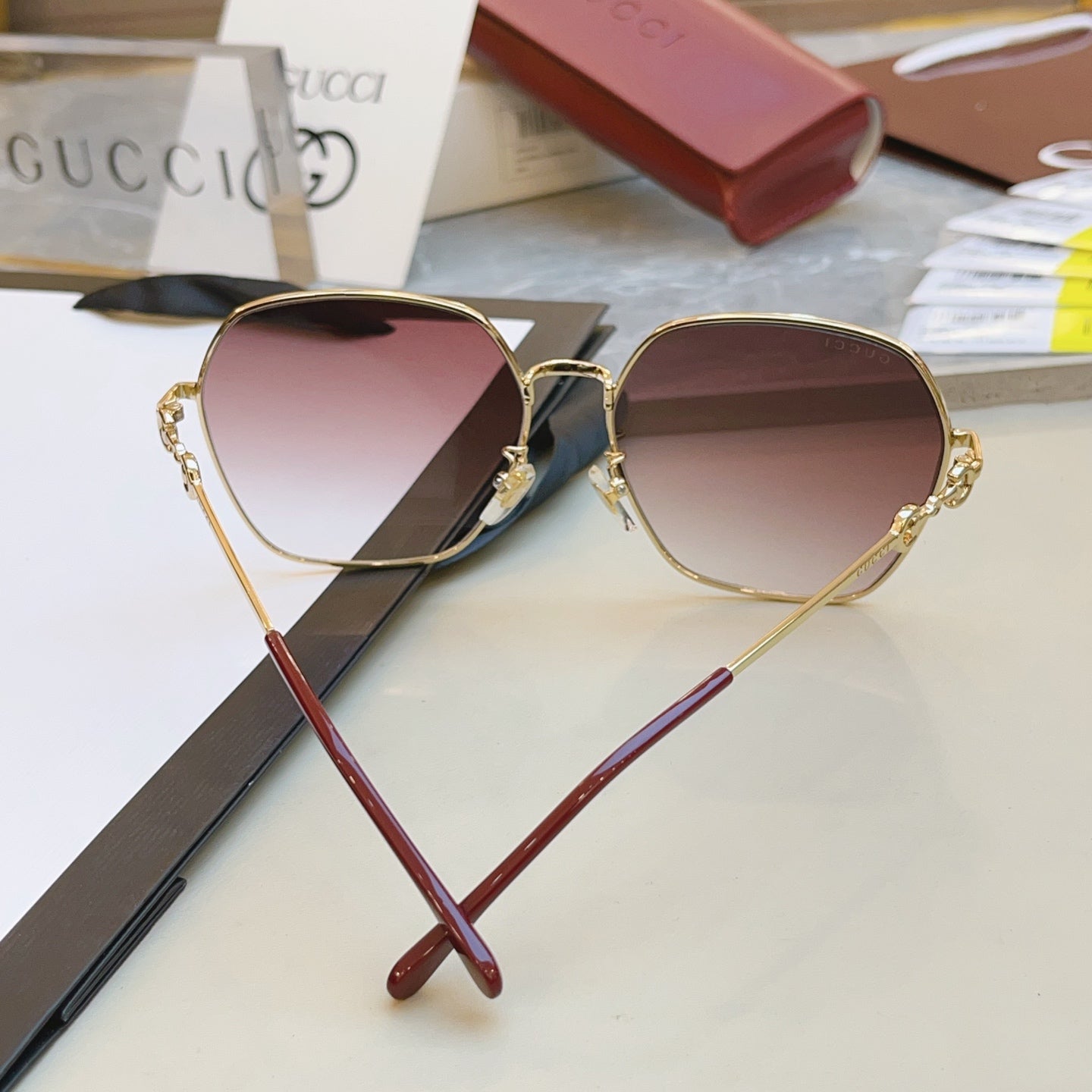Gucci GG0882SA Square Red Lens Sunglasses for Men & Women - detail image 7