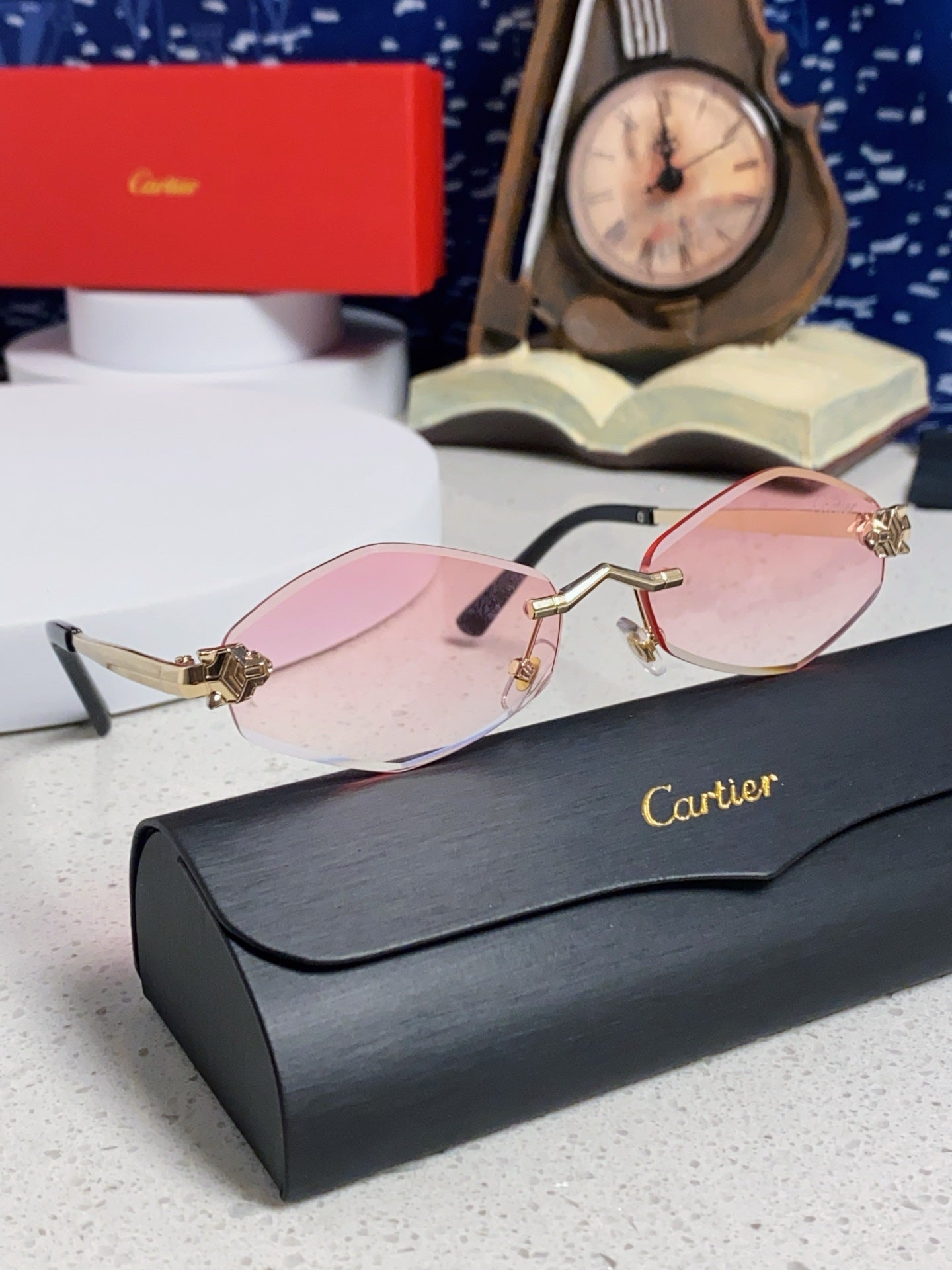 Cartier Lightweight Metal Rimless Silver Lens Sunglasses for Women - 449439 - detail image 10