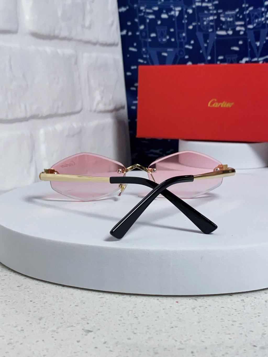 Cartier Lightweight Metal Rimless Silver Lens Sunglasses for Women - 449439 - detail image 3