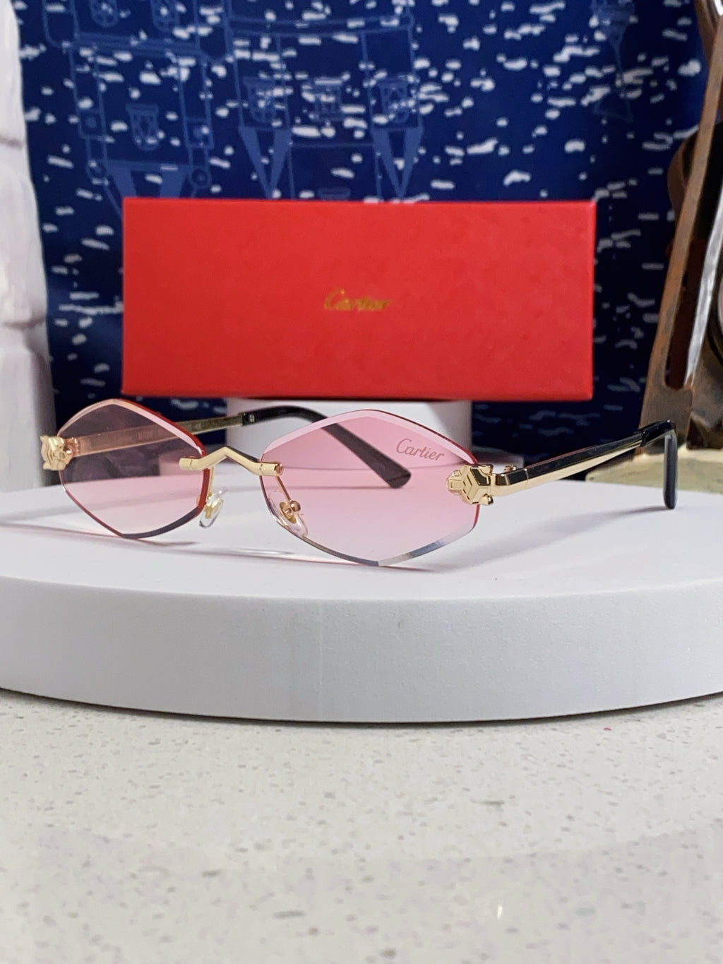 Cartier Lightweight Metal Rimless Silver Lens Sunglasses for Women - 415847
