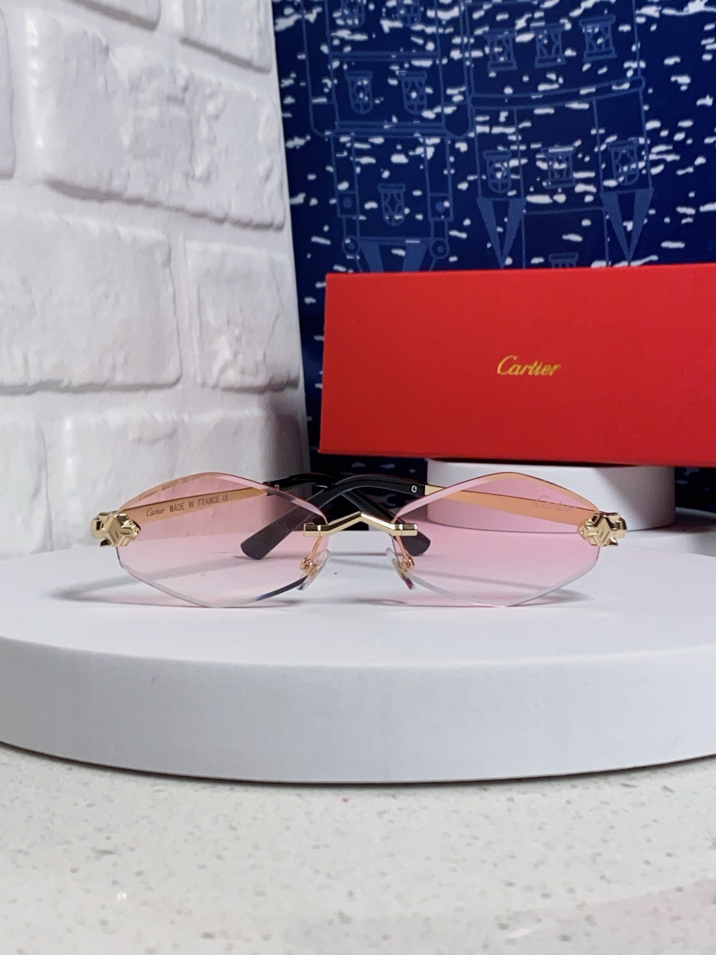 Cartier Lightweight Metal Rimless Silver Lens Sunglasses for Women - 449439 - detail image 2