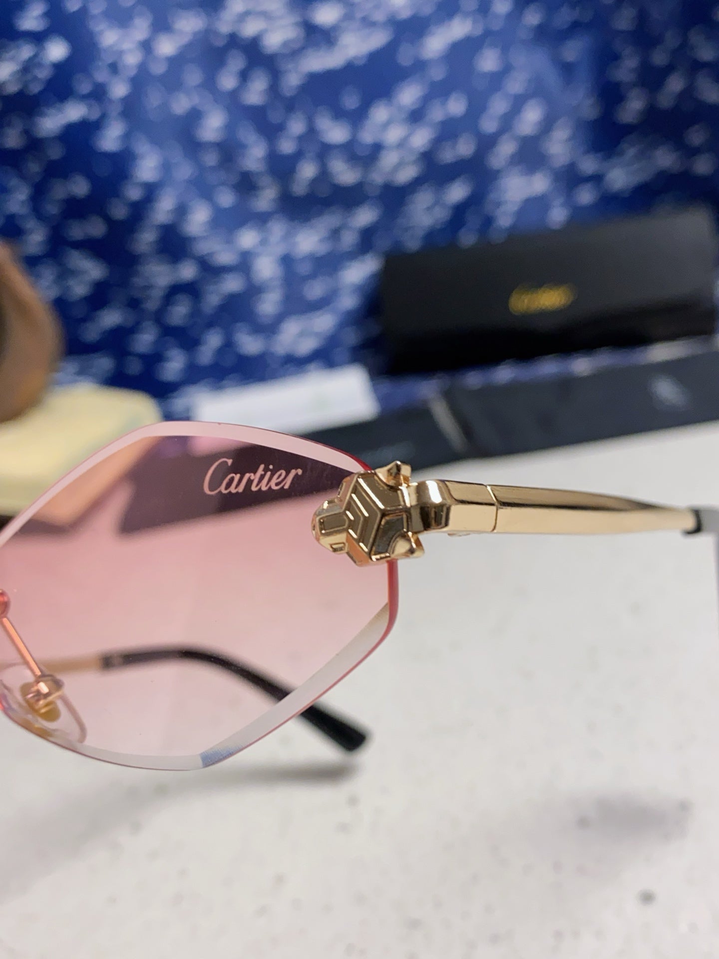 Cartier Lightweight Metal Rimless Silver Lens Sunglasses for Women - 415847 - detail image 7
