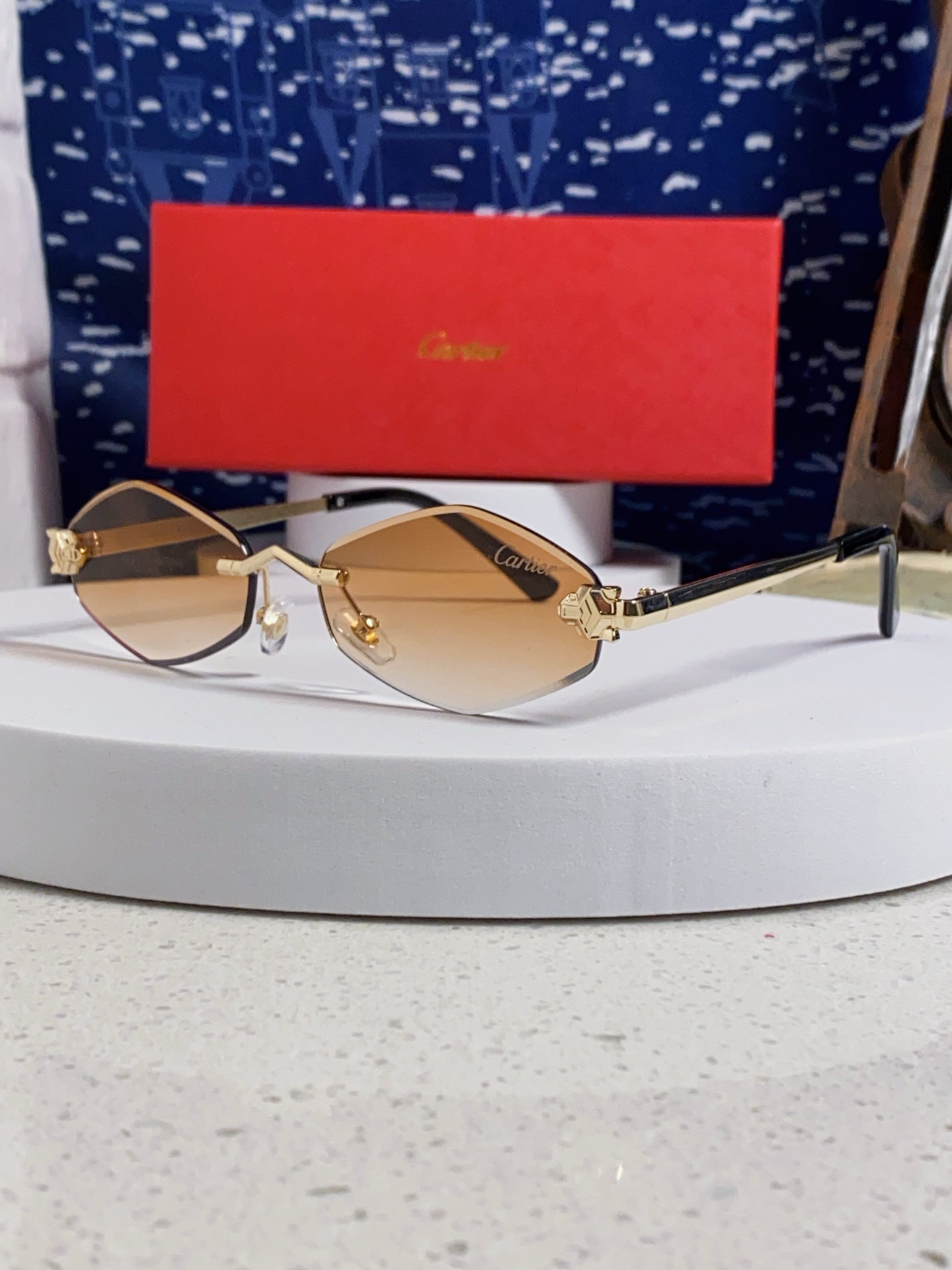Cartier Lightweight Metal Rimless Gold Lens Sunglasses for Women - 415849