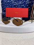 Cartier Lightweight Metal Rimless Brown Lens Sunglasses for Women - 415850