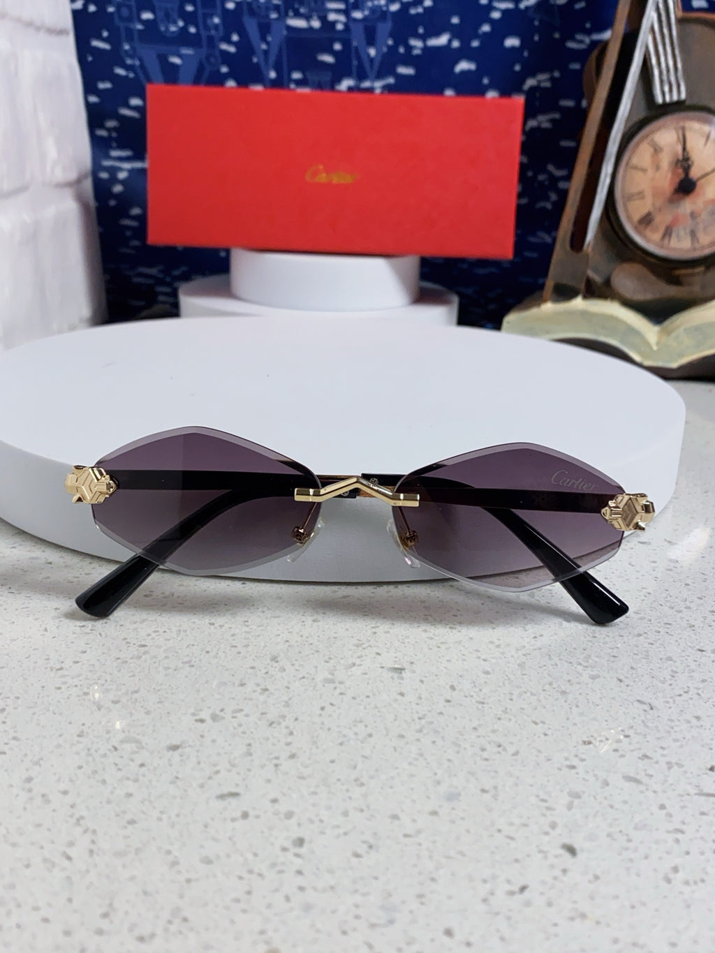 Cartier Lightweight Metal Rimless Silver Lens Sunglasses for Women - 415851 - detail image 9