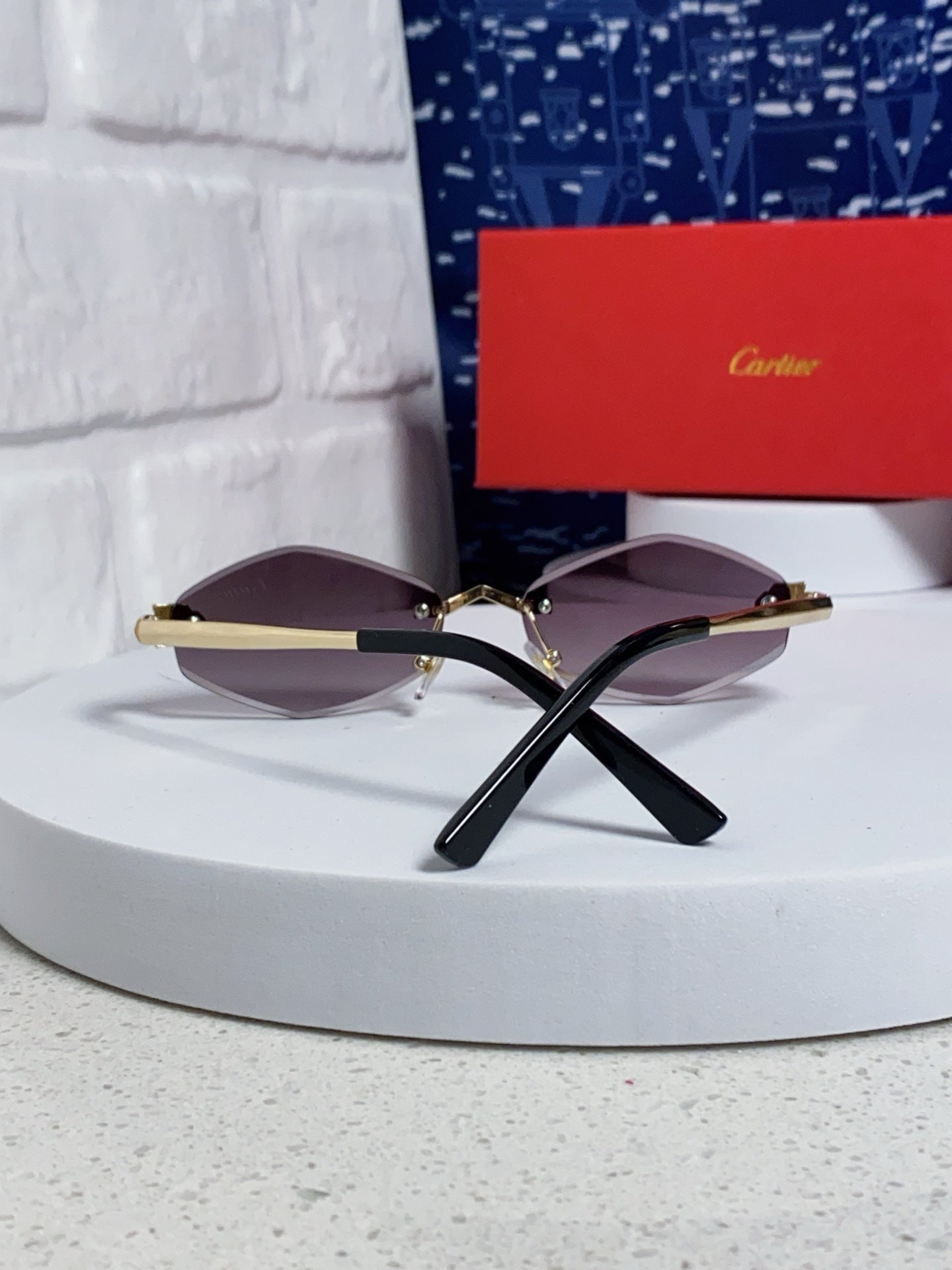 Cartier Lightweight Metal Rimless Silver Lens Sunglasses for Women - 415851 - detail image 3