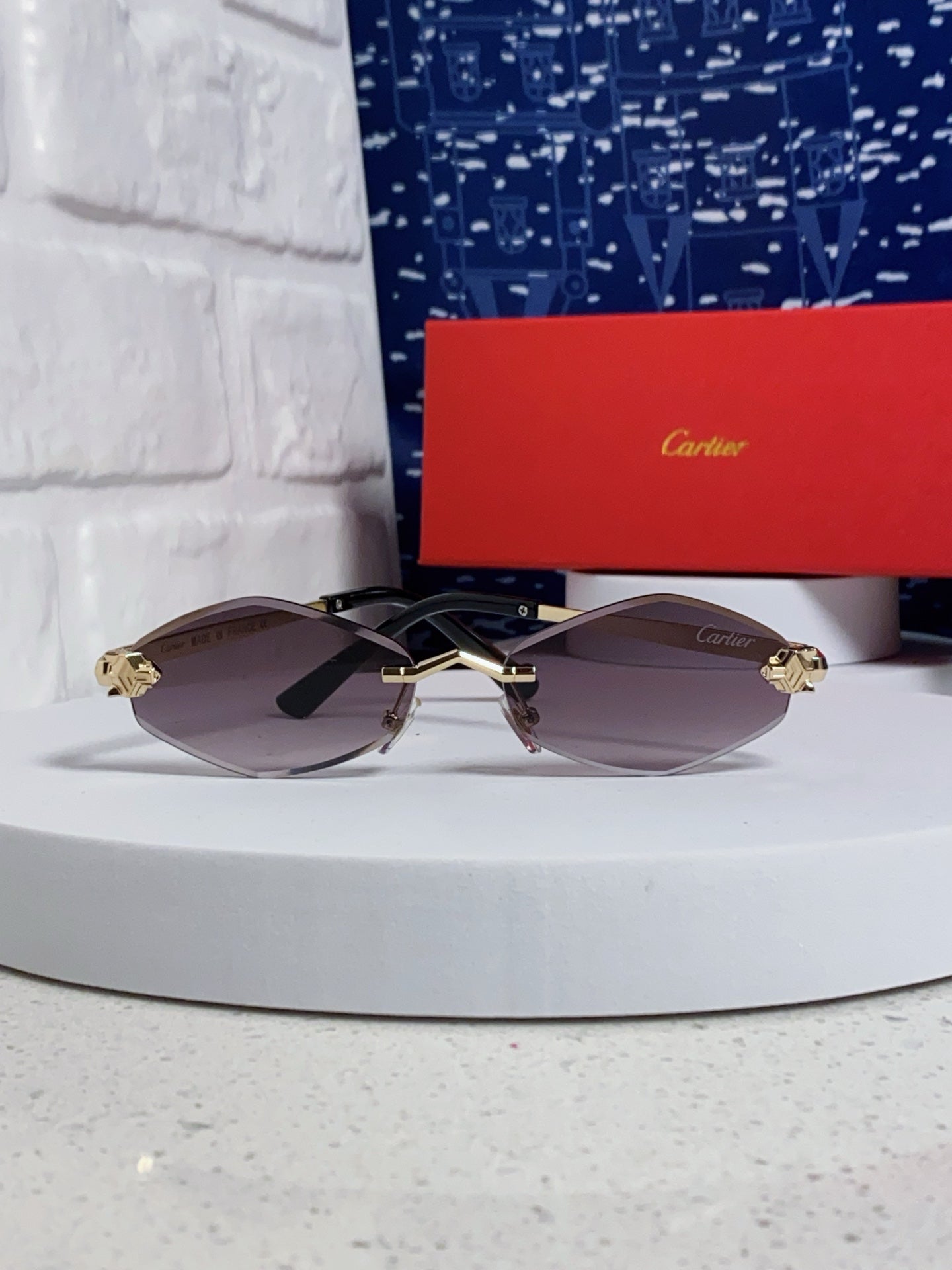 Cartier Lightweight Metal Rimless Silver Lens Sunglasses for Women - 449443 - detail image 2