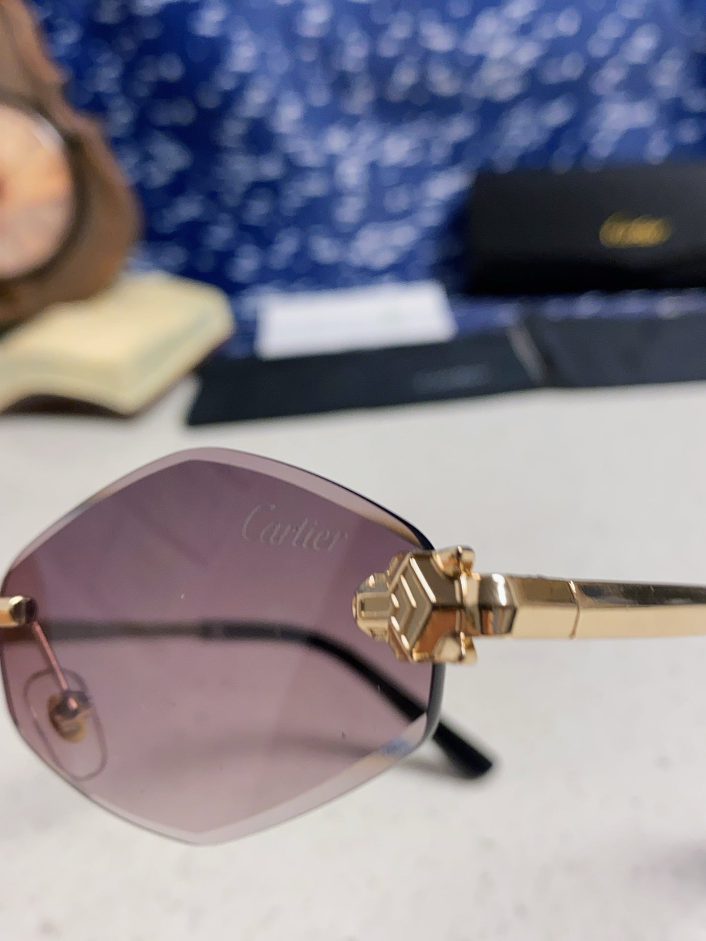 Cartier Lightweight Metal Rimless Silver Lens Sunglasses for Women - 449443 - detail image 7