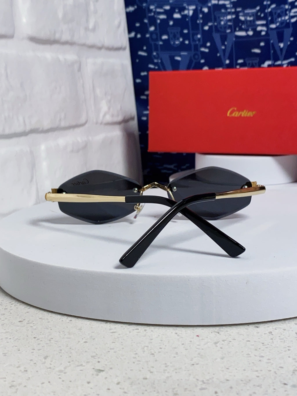 Cartier Lightweight Metal Rimless Silver Lens Sunglasses for Women - 415852 - detail image 3