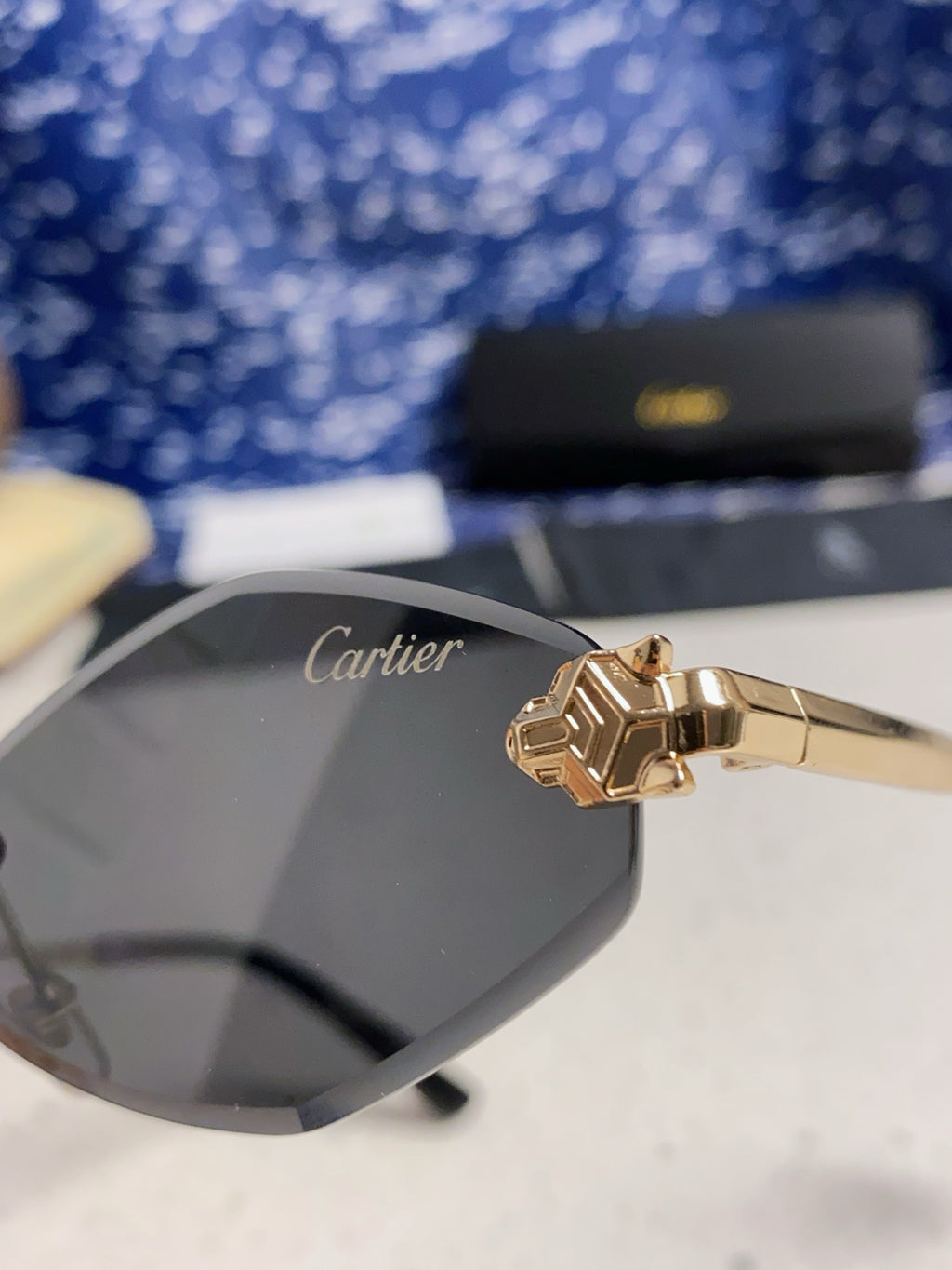 Cartier Lightweight Metal Rimless Silver Lens Sunglasses for Women - 415852 - detail image 7