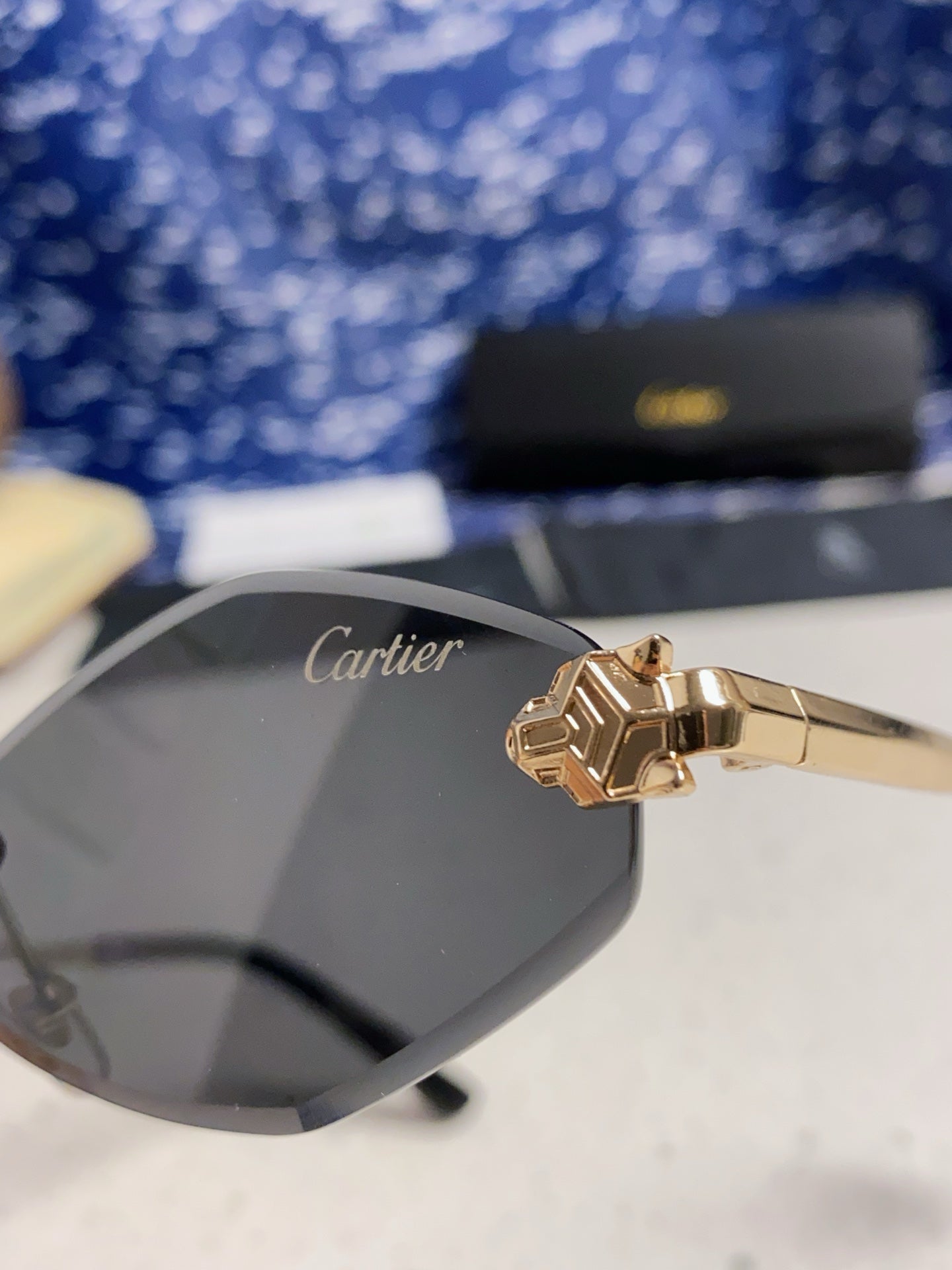 Cartier Lightweight Metal Rimless Silver Lens Sunglasses for Women - 415852 - detail image 7