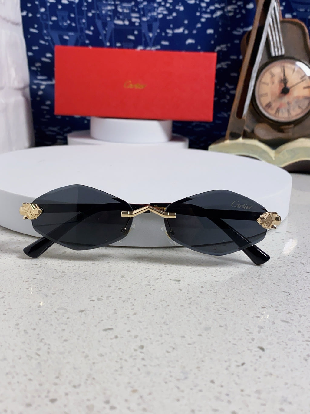 Cartier Lightweight Metal Rimless Silver Lens Sunglasses for Women - 415852 - detail image 9