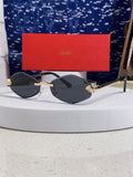 Cartier Lightweight Metal Rimless Silver Lens Sunglasses for Women