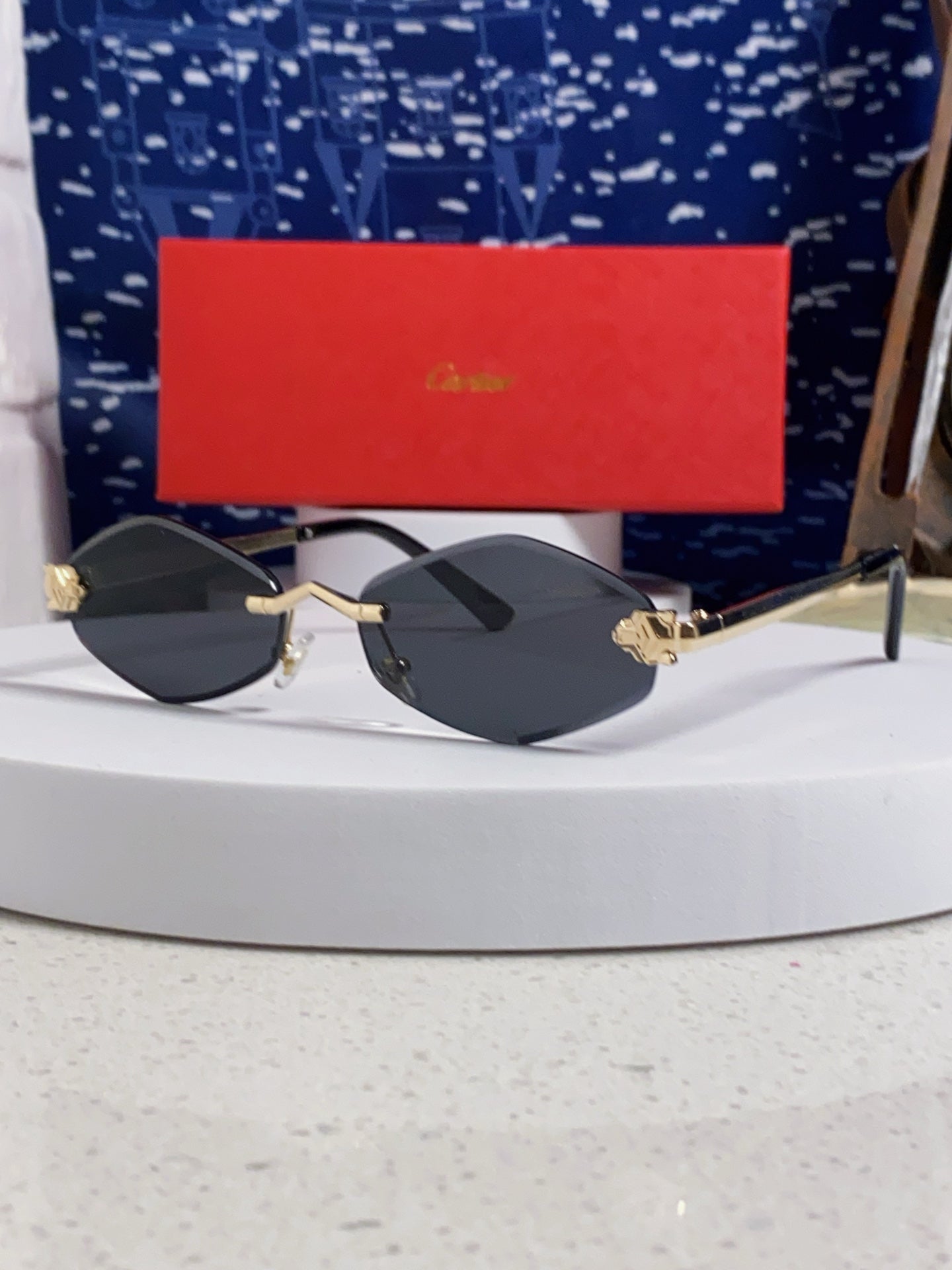Cartier Lightweight Metal Rimless Silver Lens Sunglasses for Women - 415852