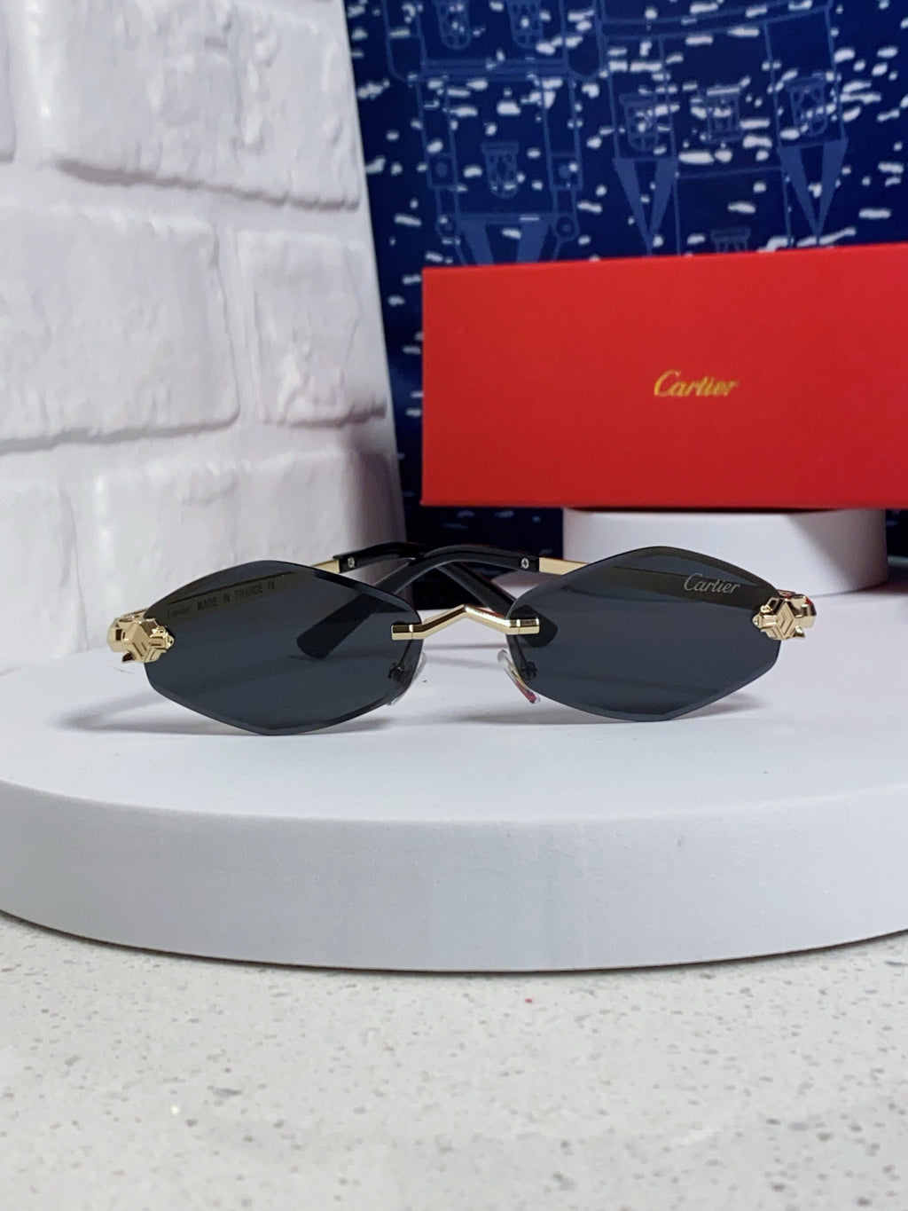Cartier Lightweight Metal Rimless Silver Lens Sunglasses for Women - 415852 - detail image 2