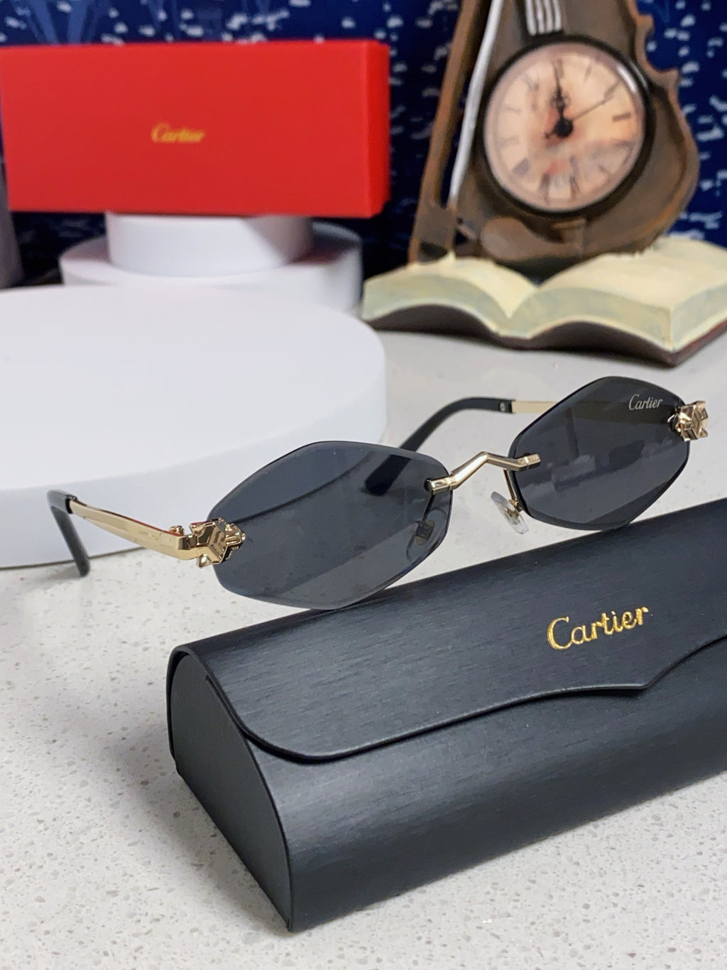 Cartier Lightweight Metal Rimless Silver Lens Sunglasses for Women - 415852 - detail image 10