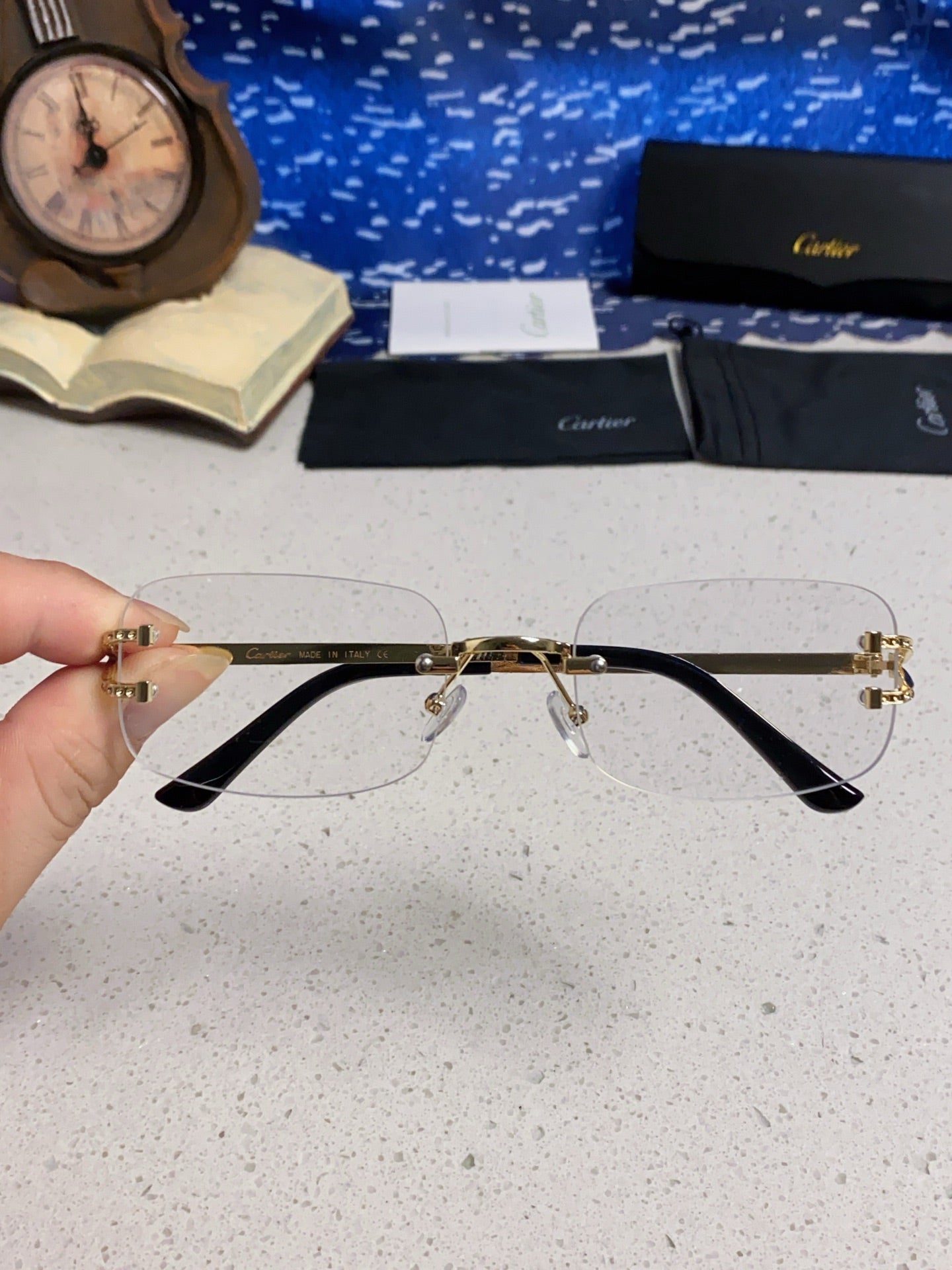 Cartier Lightweight Rimless Silver Lens Sunglasses for Men & Women - 449477 - detail image 4