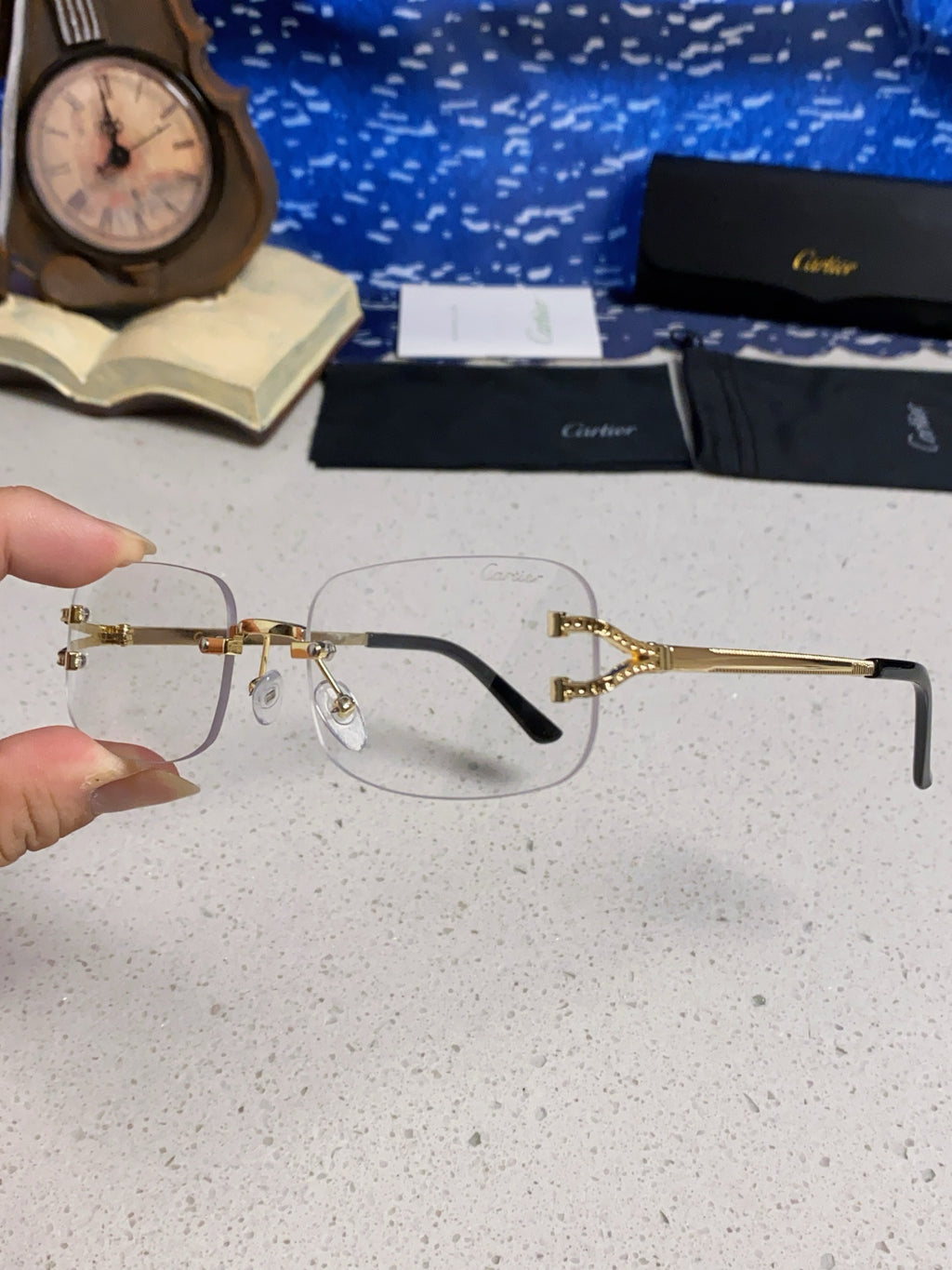 Cartier Lightweight Rimless Silver Lens Sunglasses for Men & Women - 449477 - detail image 6